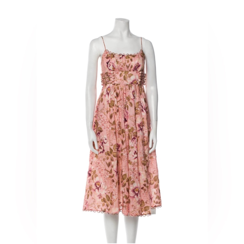 Zimmermann linen pink floral  Slip Dress